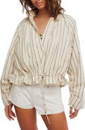 Free People Devon Stripe Ruffle Hem Jacket