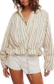 Free People Devon Stripe Ruffle Hem Jacket