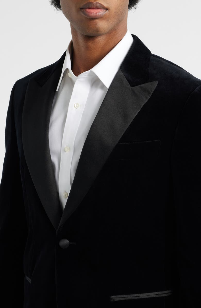 BOSS Hutson Cotton Velvet Dinner Jacket, Alternate, color, Black