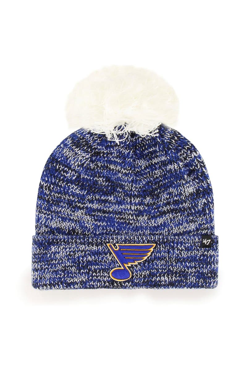'47 Women's '47 Blue St. Louis Blues Triple Cross Cuffed Knit Hat with Pom, Main, color, 
