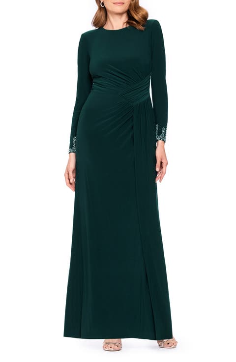 Bead Detail Long Sleeve Knit Gown