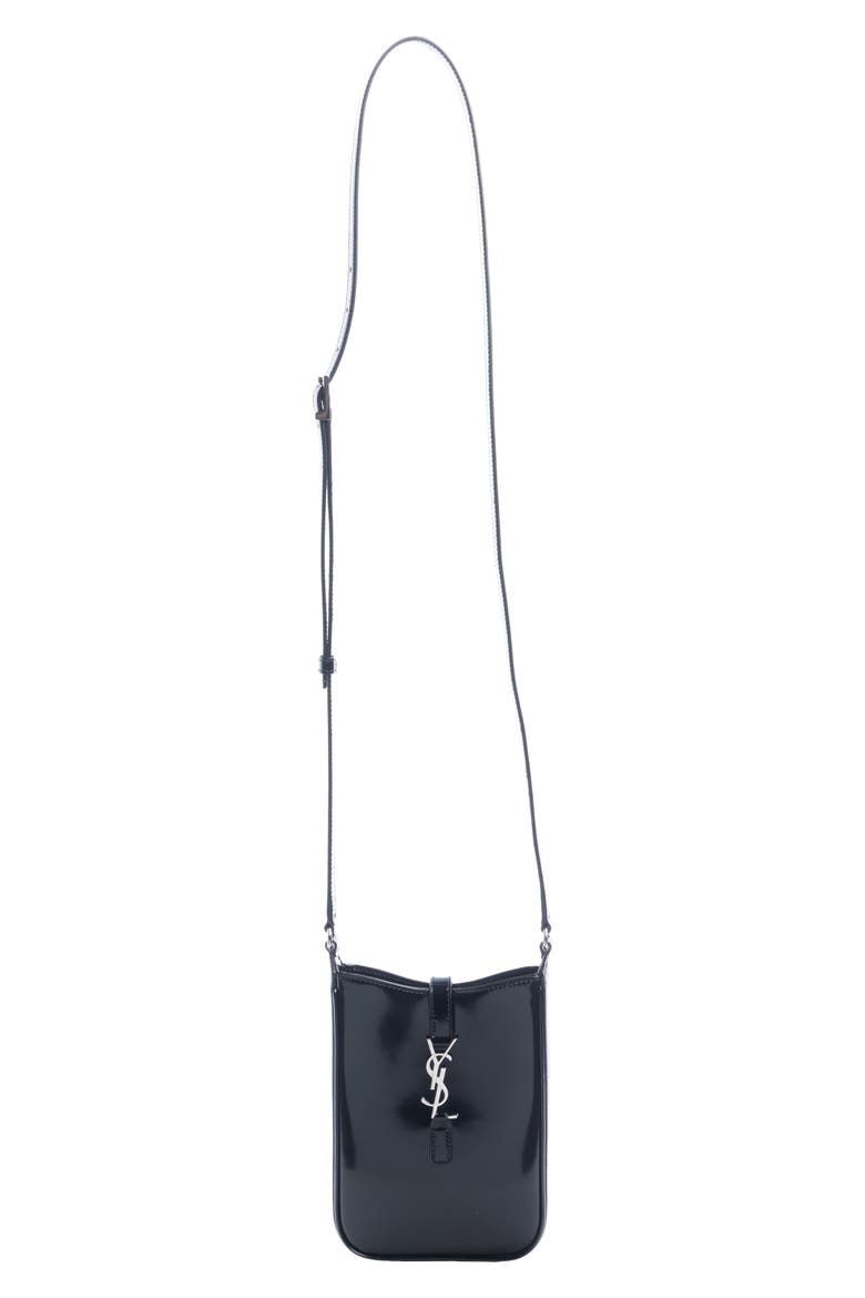 Mini Le 5 à 7 Patent Leather Phone Crossbody Bag, Main, color, NOIR