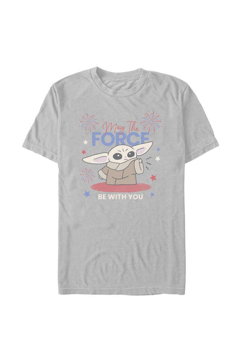 Men's Star Wars The Mandalorian The Fireworks Be With You  Graphic T-Shirt, Main, color, Ice Grey