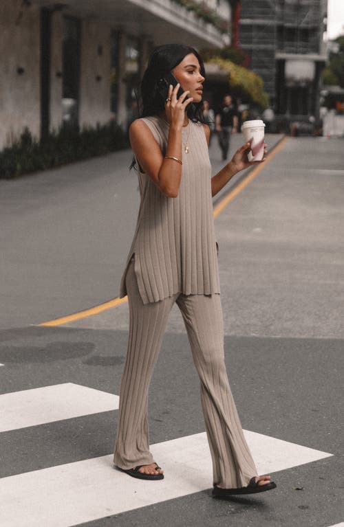 Petal And Pup Petal & Pup Silvie Wide Rib Sweater Tank & Straight Leg Pants Set In Multi