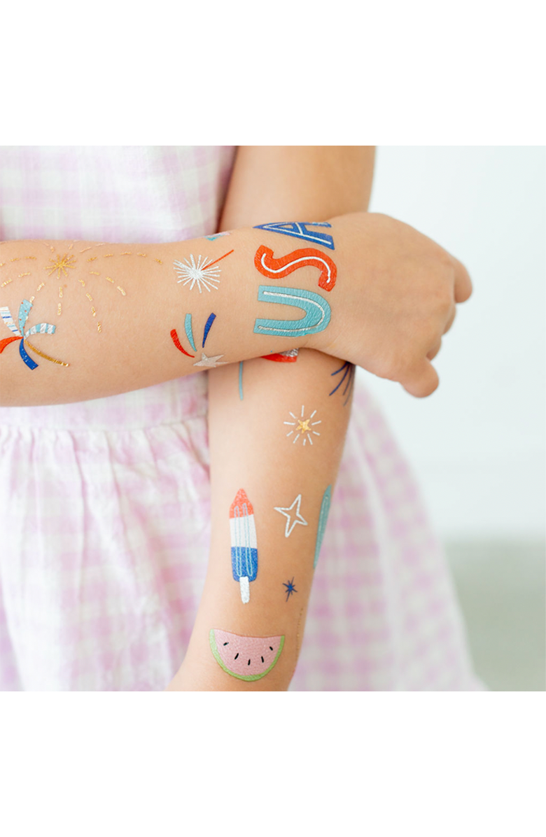 Daydream Society 4th of July Patriotic U.S. Of Yay Temporary Tattoo Sheet, Alternate, color, Assorted Pre-Pack