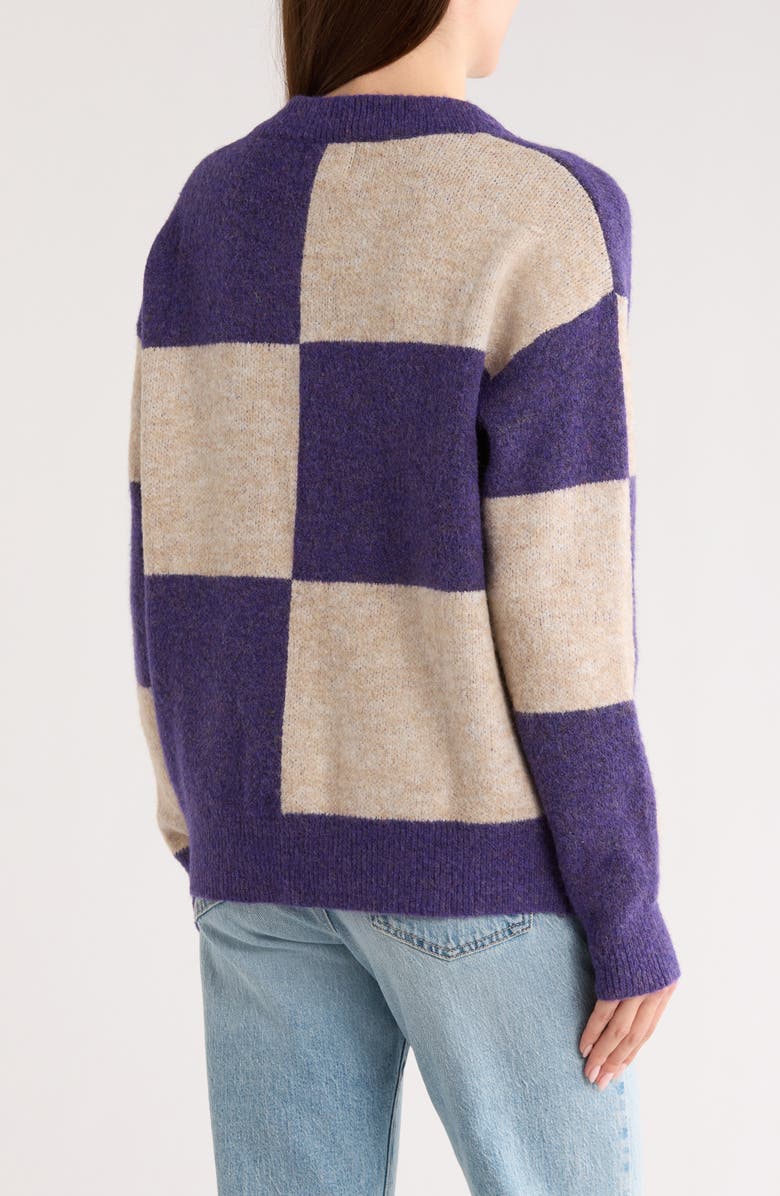 FRNCH Freya Checkered Pullover Sweater, Alternate, color, Violet