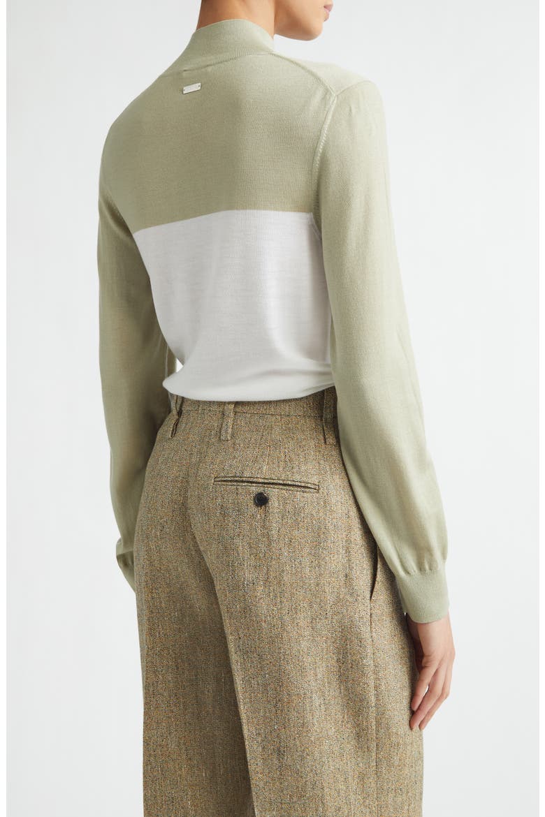 Two-Tone Wool Turtleneck Sweater, Alternate, color, WHITE/ SAGE