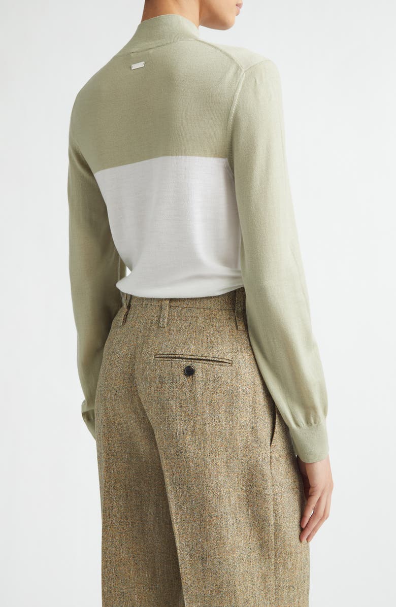 FERRAGAMO Two-Tone Wool Turtleneck Sweater, Alternate, color, White/ Sage