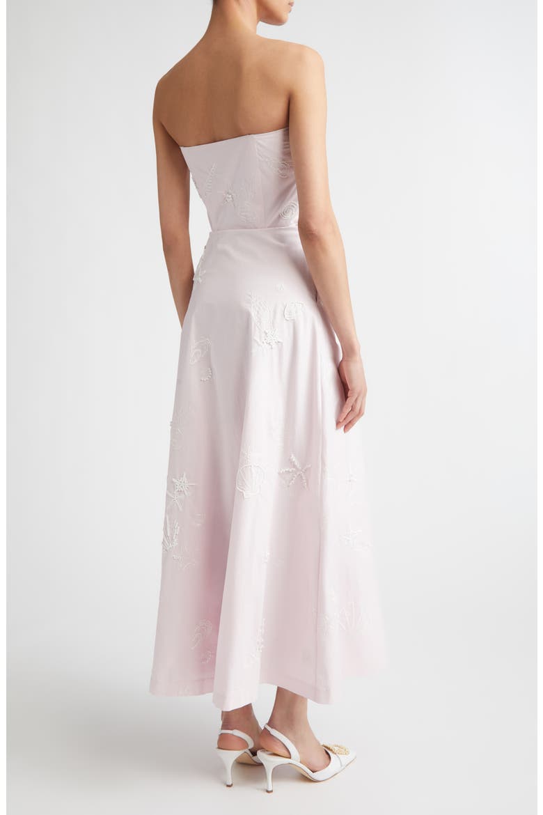 Odette Embroidered Strapless Cotton Gown, Alternate, color, IVORY SHELL BRODERIE