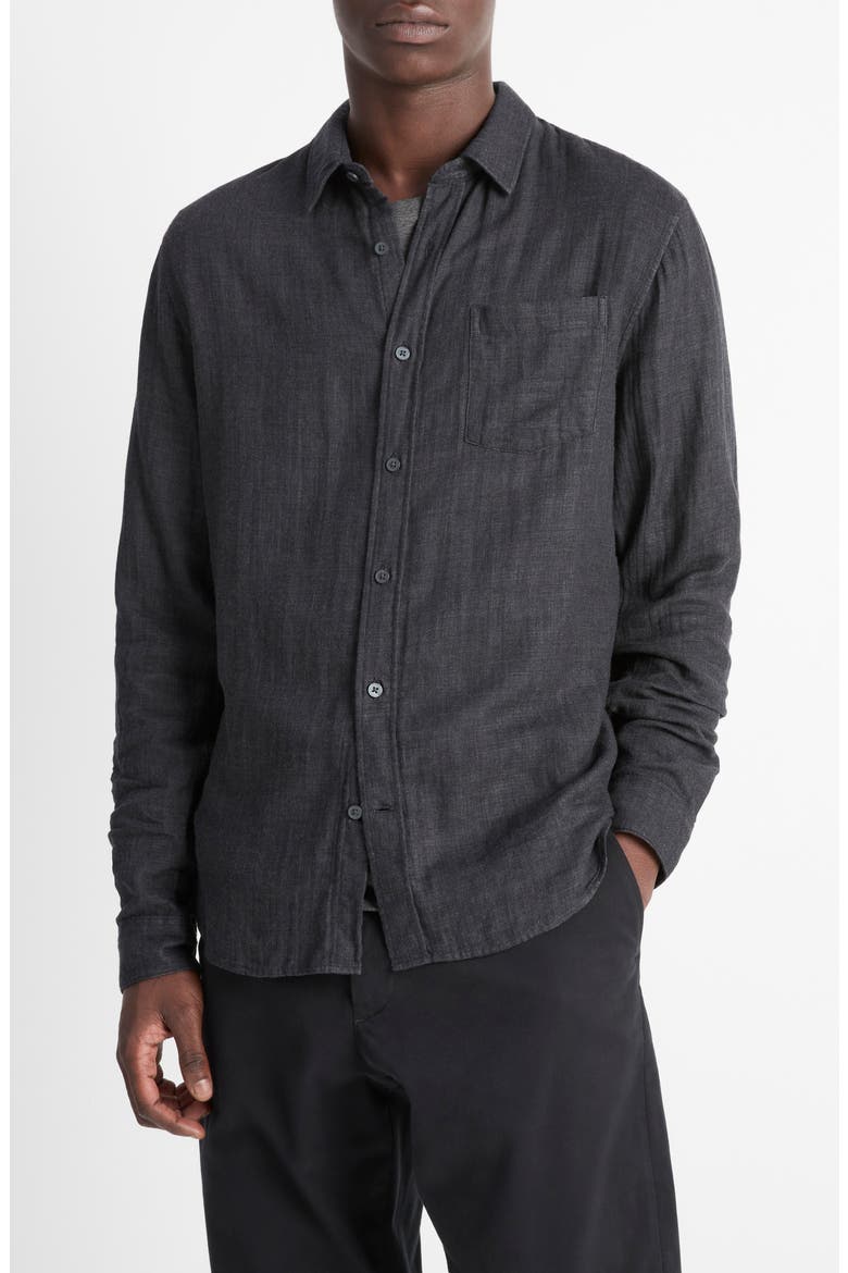 Regular Fit Double Face Button-Up Shirt, Main, color, H BLACK