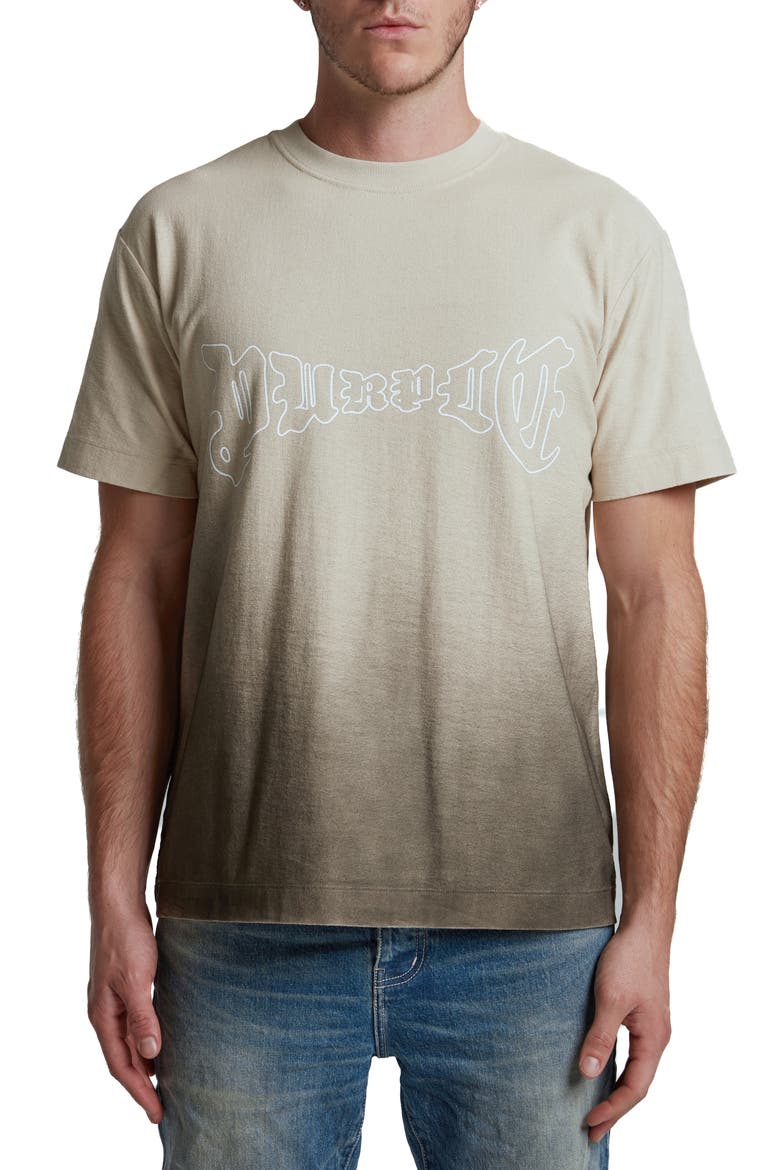 Ombré Textured Cotton Graphic T-Shirt, Main, color, KHAKI