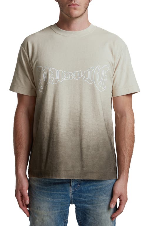 Purple Brand Beige Crewneck T-shirt With Logo Print On The Front And Faded Effect In Cotton Man