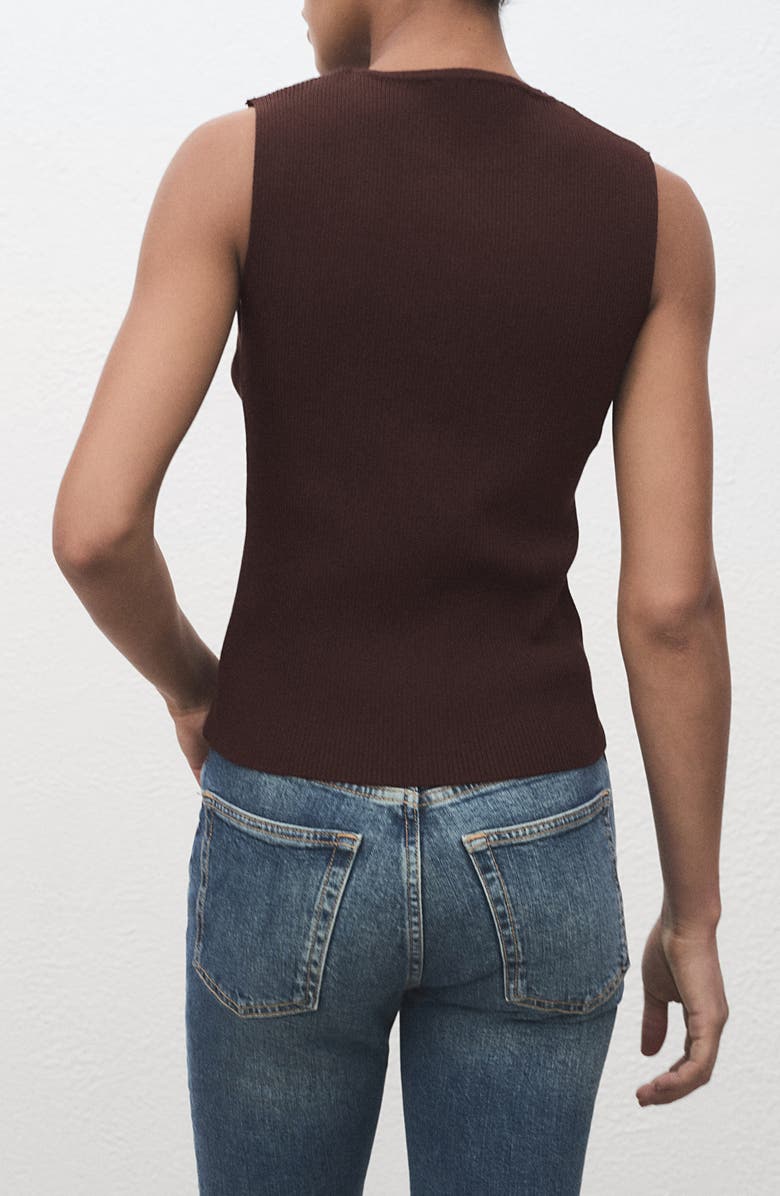 MANGO Knit Sweater Vest, Alternate, color, Brown