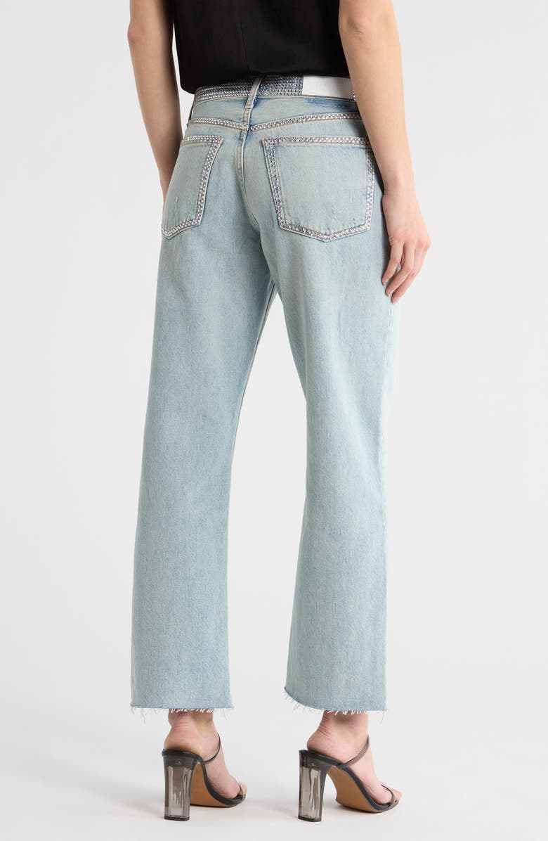 Re/Done Rhinestone Detail High Waist Crop Straight Leg Jeans, Alternate, color, Diamond Tide