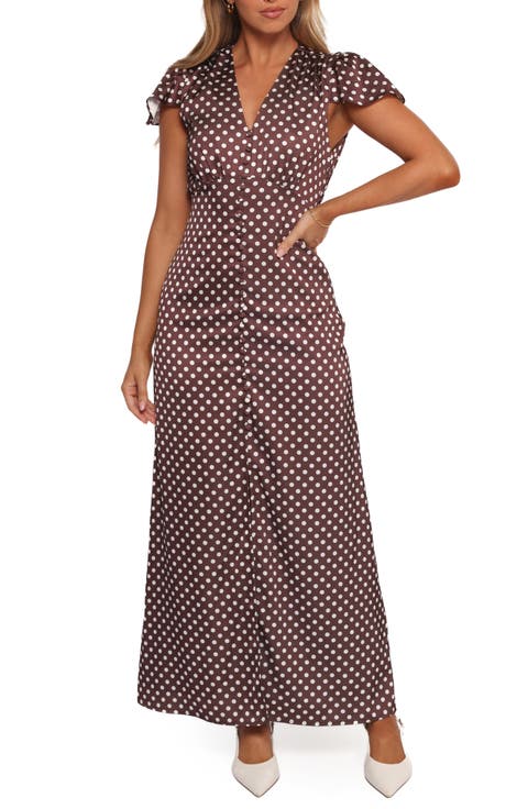 Dean Polka Dot Satin Maxi Dress