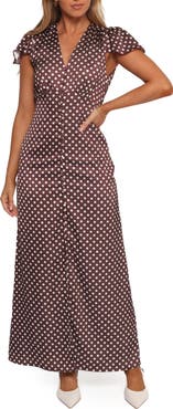 Petal & Pup Dean Polka Dot Satin Maxi Dress