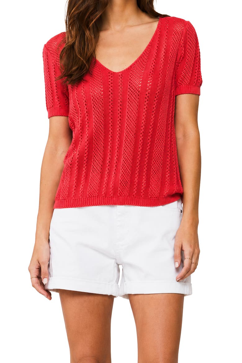 Athalie V-Neck Knit Top, Main, color, SUGAR CORAL