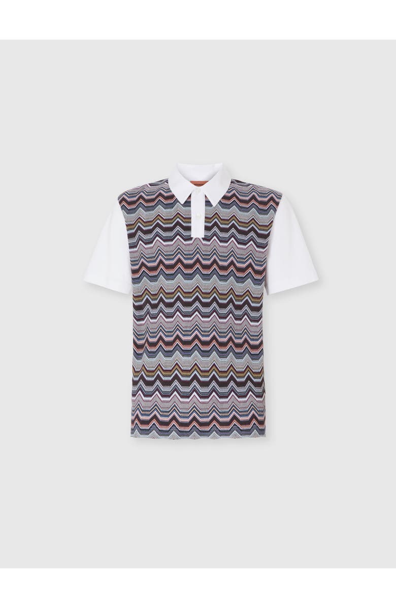 Missoni Short Sleeve Polo With Geometric Zigzag Pattern, Main, color, Multicoloured