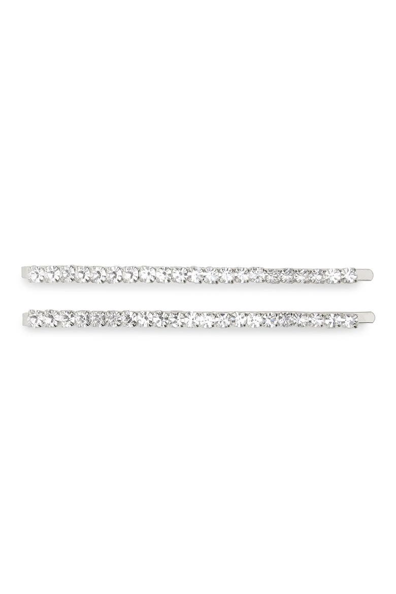 'Glamour' Crystal Bobby Pins, Main, color, SILVER