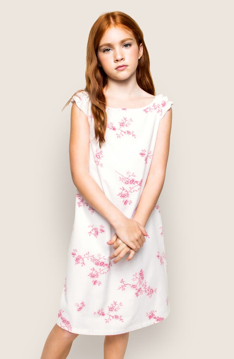 Petite Plume Amelia Brushed Cotton Blend Twill Nightgown, Alternate, color, White