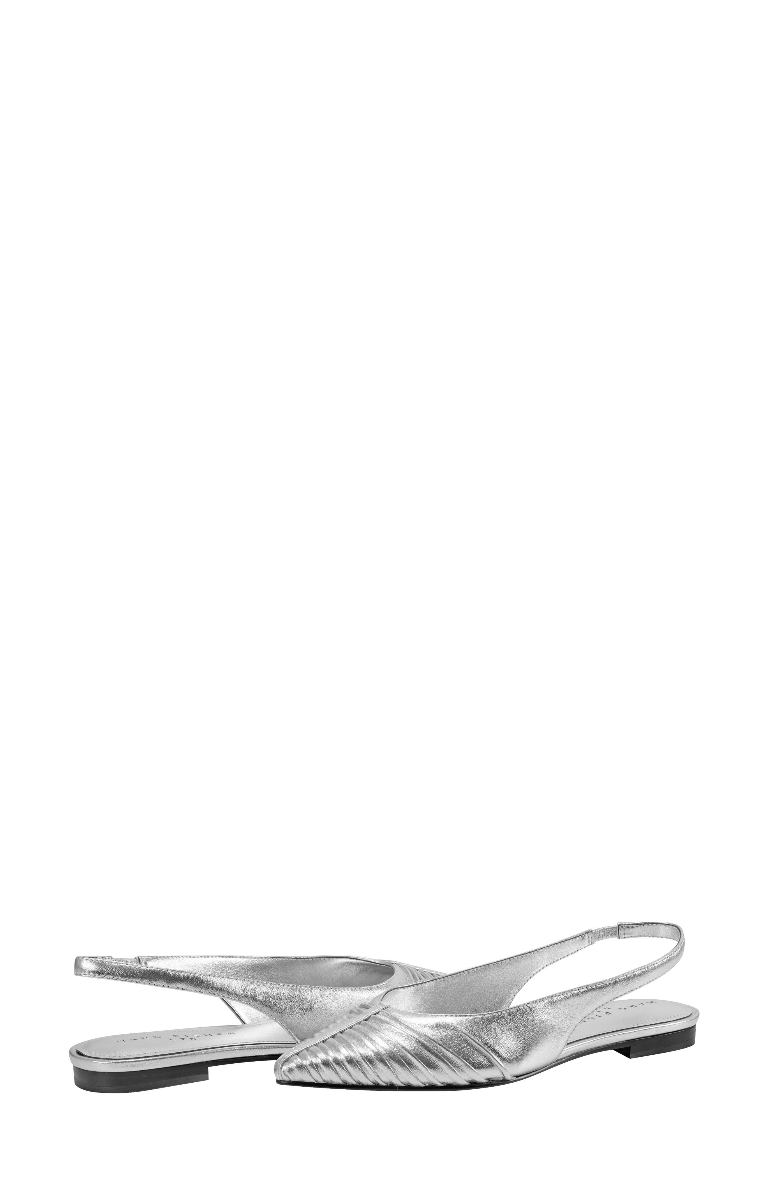 Marc Fisher LTD Dalatee Slingback Pointed Toe Flat, Alternate, color, Silver