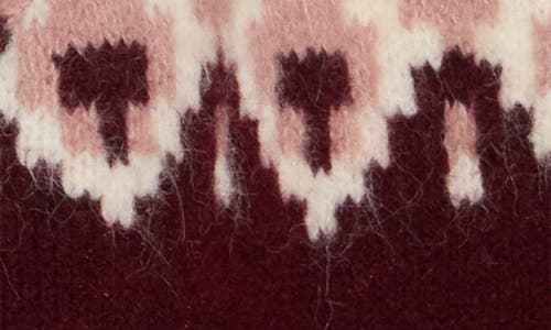 Rdi Fair Isle Button Front Cagan In Burgundy