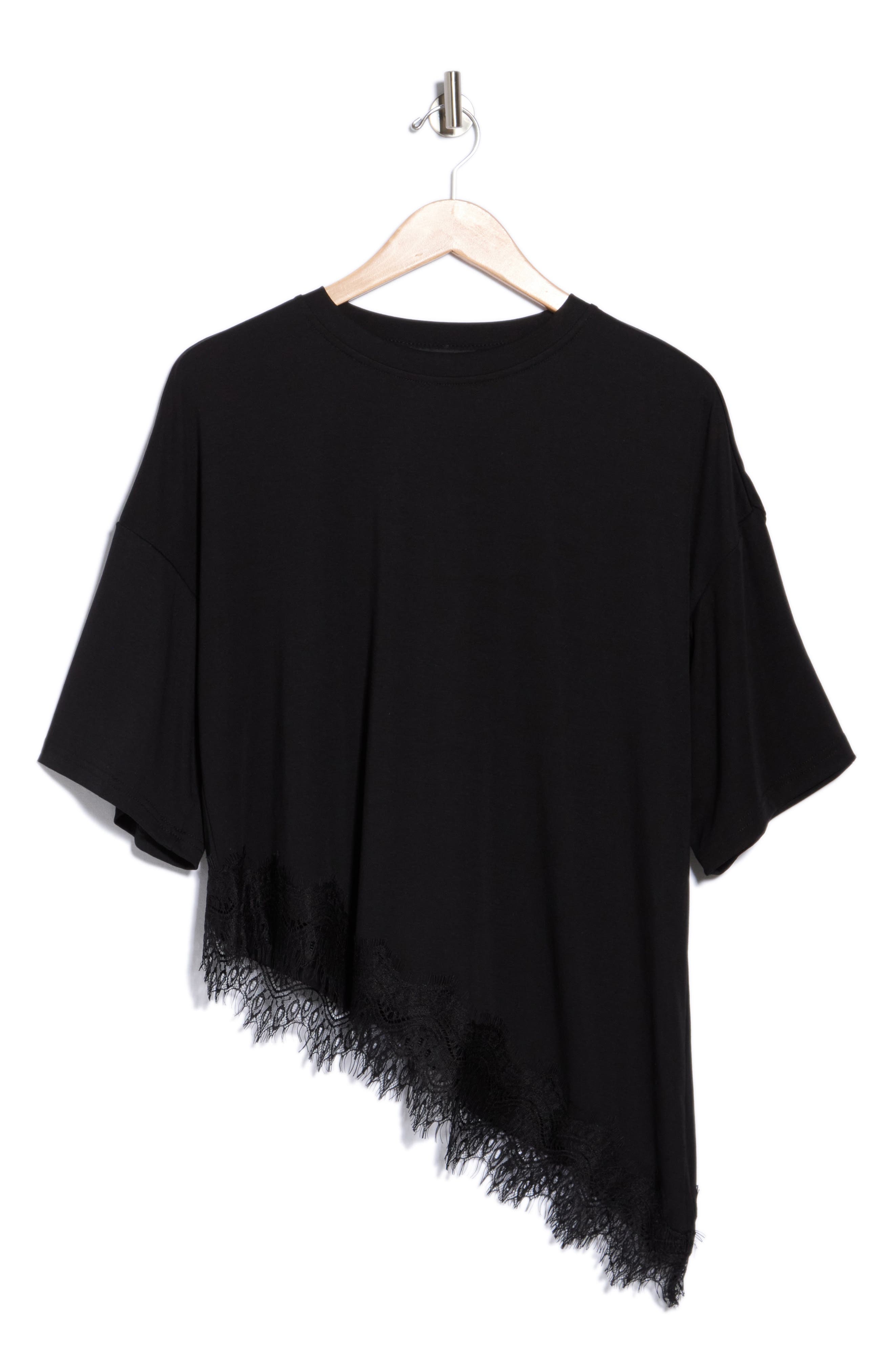 Lace Hem Assymetric Top