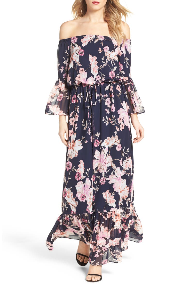 Blouson Dress, Main, color, NAVY/ PINK