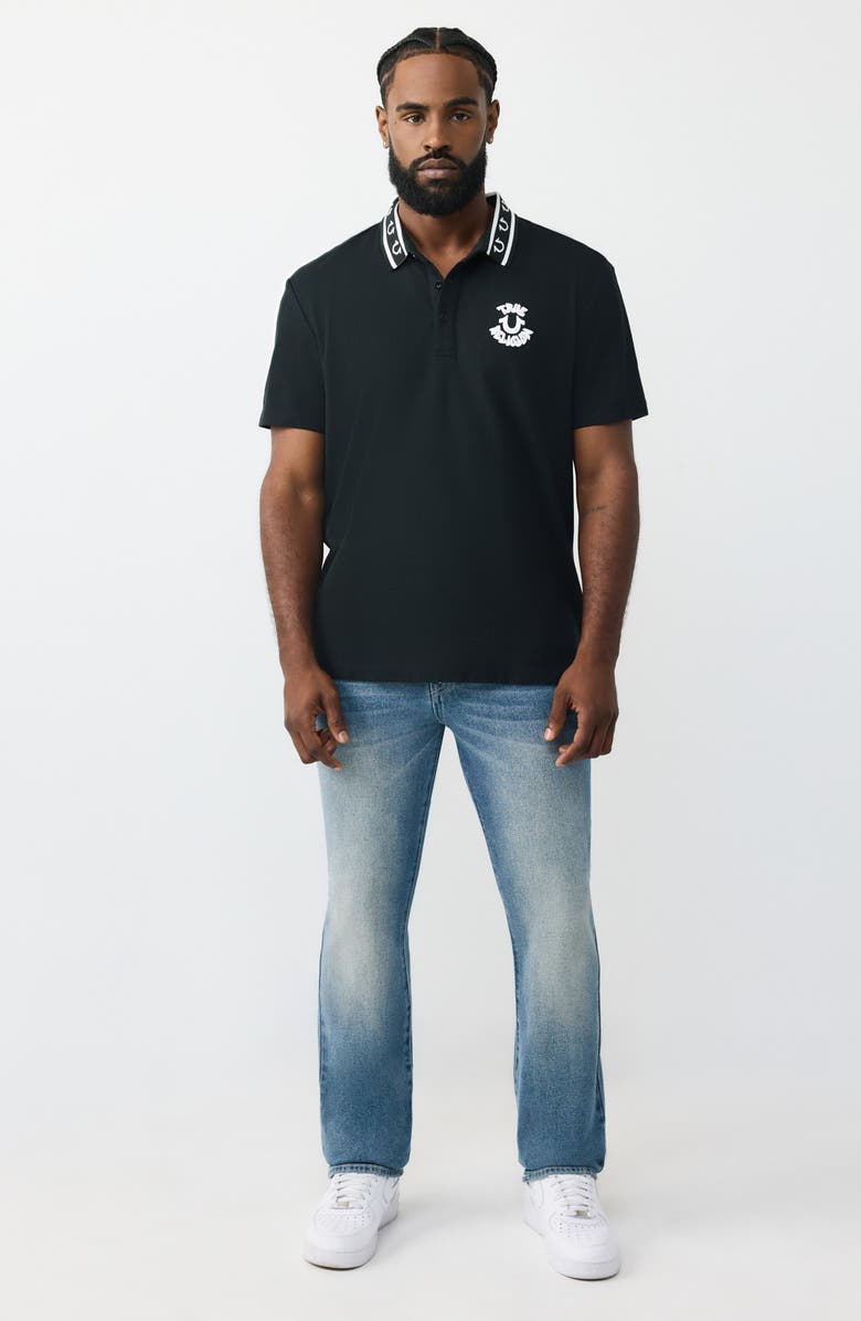 True Religion Piqué Knit Polo, Alternate, color, Jet Black