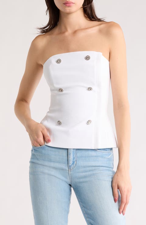 Rhinestone Button Bustier