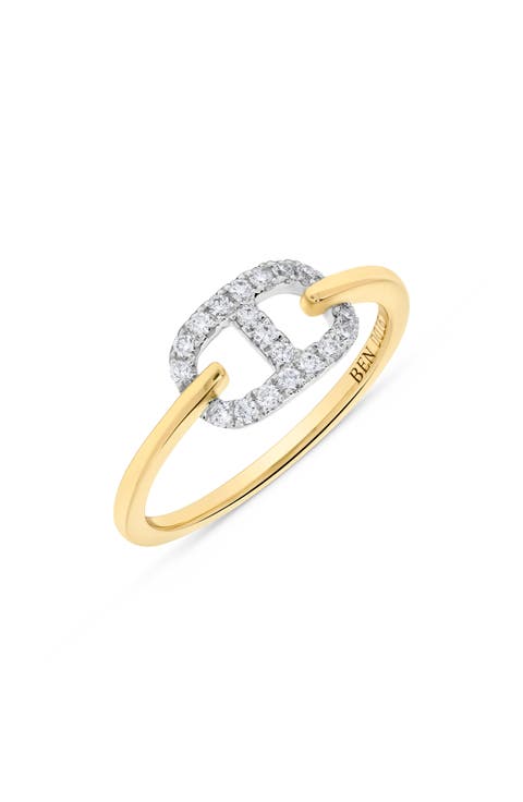 14K Gold Diamond Mariner Link Ring