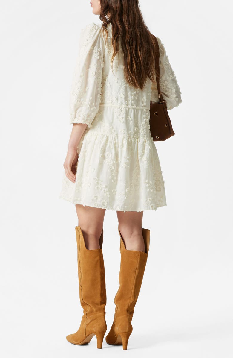 & Other Stories Embroidered Puff Sleeve Cotton Mini Sundress, Alternate, color, Cream Dusty Light