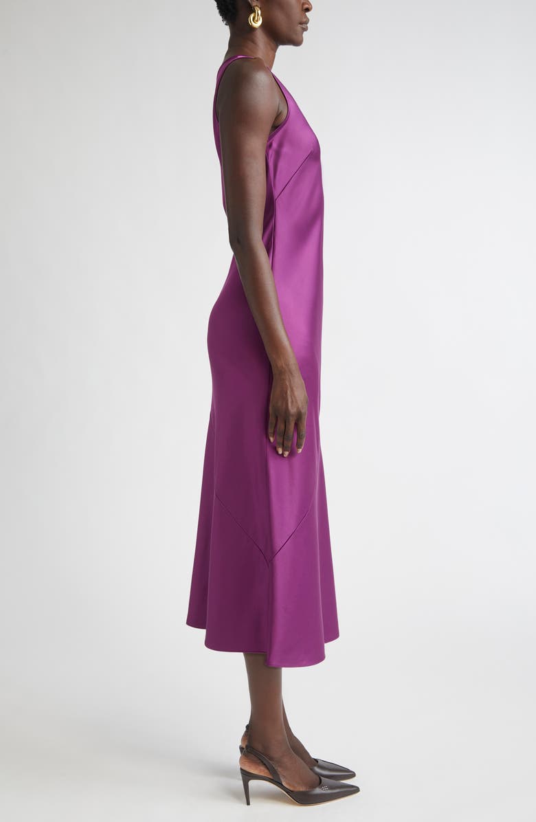ST. JOHN Sleeveless Satin Midi Dress, Alternate, color, Boysenberry