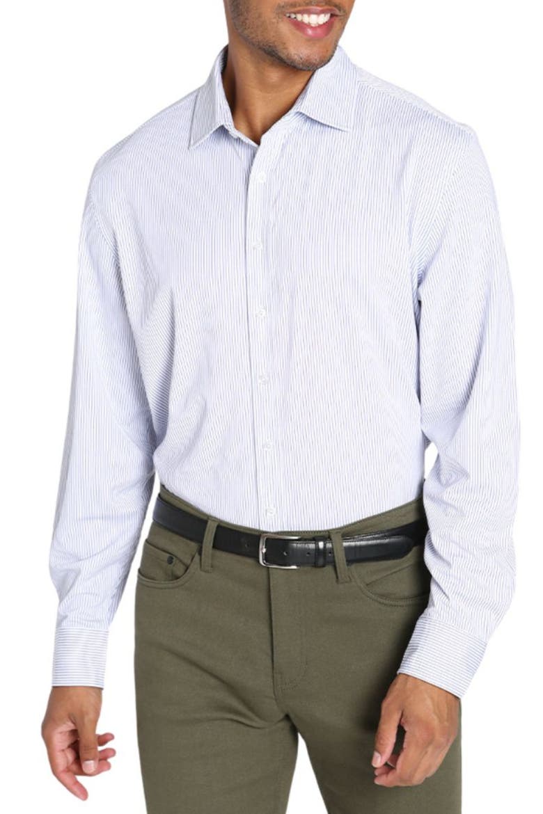 Stripe Button-Up Shirt, Main, color, WHITE/ NAVY STRIPE