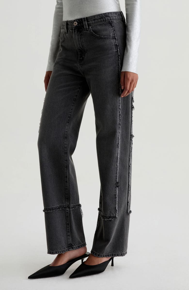 AG Brinley Fray Edge High Waist Straight Leg Jeans, Alternate, color, Overnight