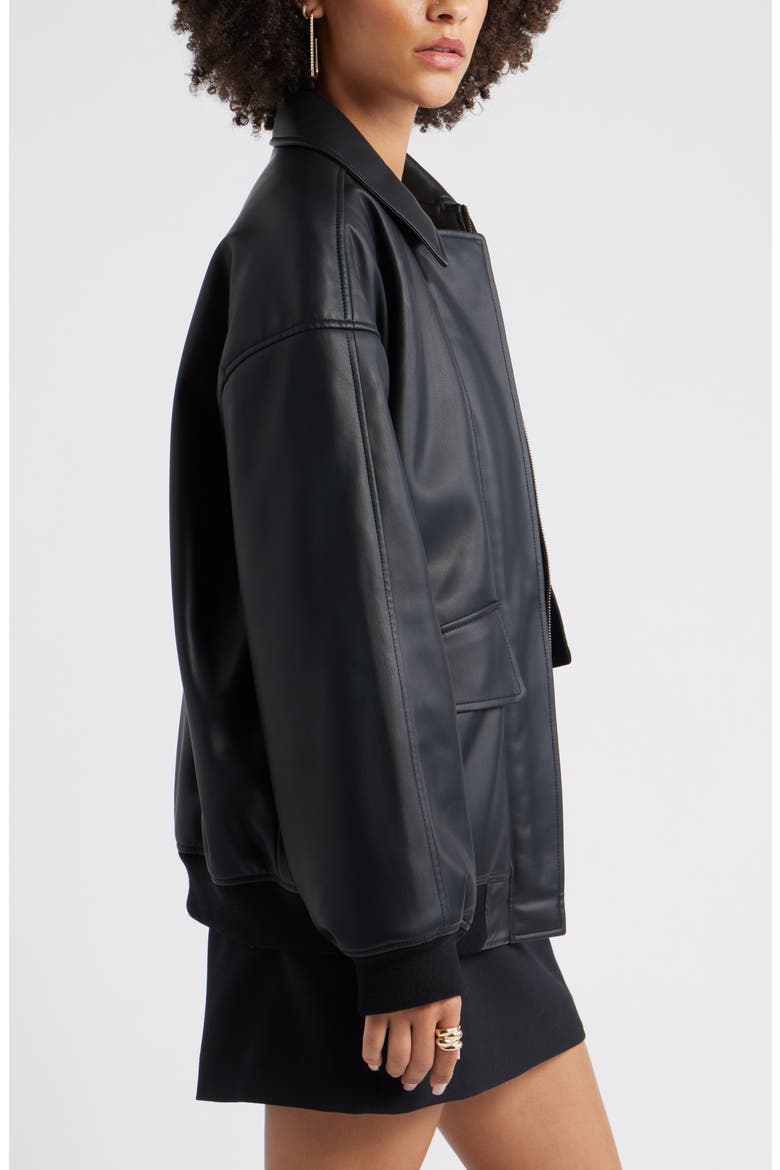Oversize Faux Leather Jacket, Alternate, color, BLACK