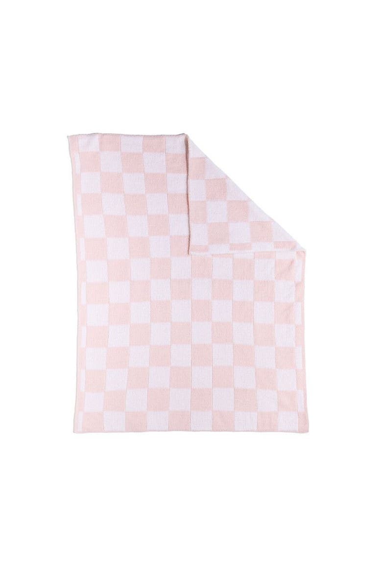 Chenille Knitted Blanket, Main, color, Pink Check