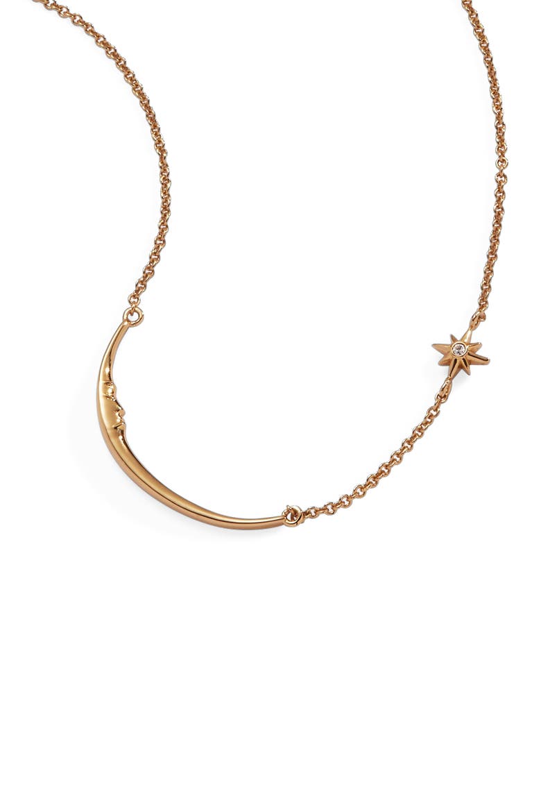 Crescent Moon Necklace, Alternate, color, Gold