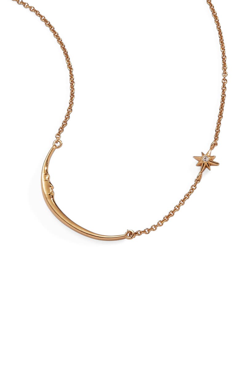 Alex and Ani Crescent Moon Necklace, Alternate, color, Gold