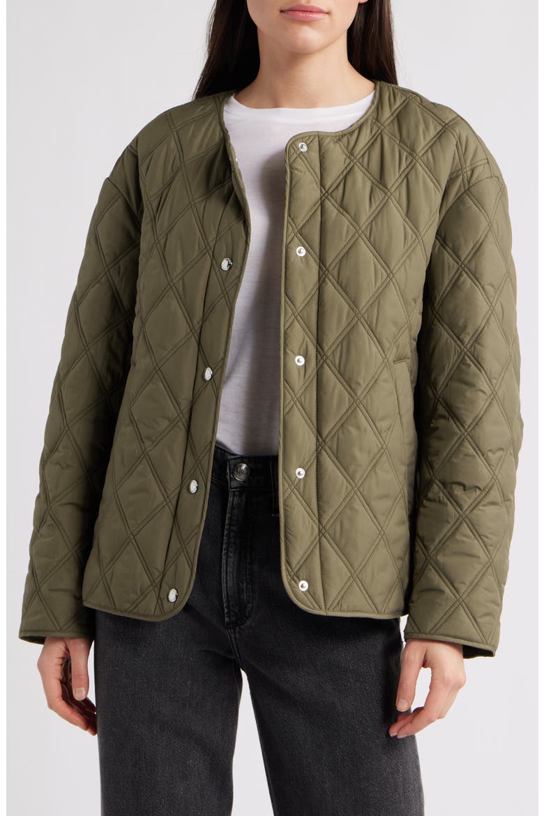 Hoodie Bib Quilted Jacket, Alternate, color, SAGE