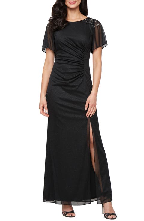 Sparkle Embellished Shoulder Gown (Petite)