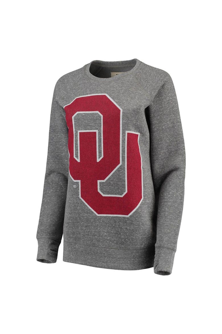 Women's Pressbox Heathered Gray Oklahoma Sooners Big Team Logo Knobi Fleece Tri-Blend Crew Neck Sweatshirt, Alternate, color, Heather Gray