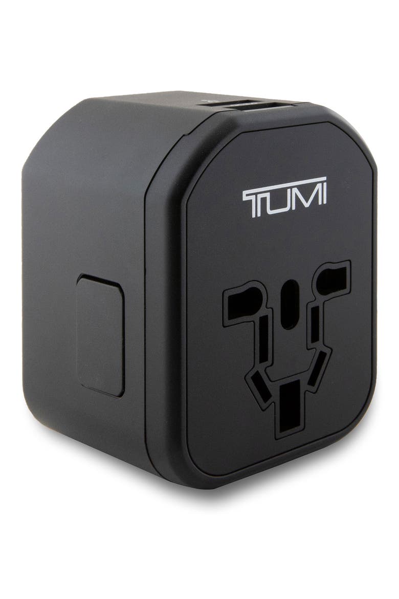 Travel Adapter with Case, Main, color, BLACK