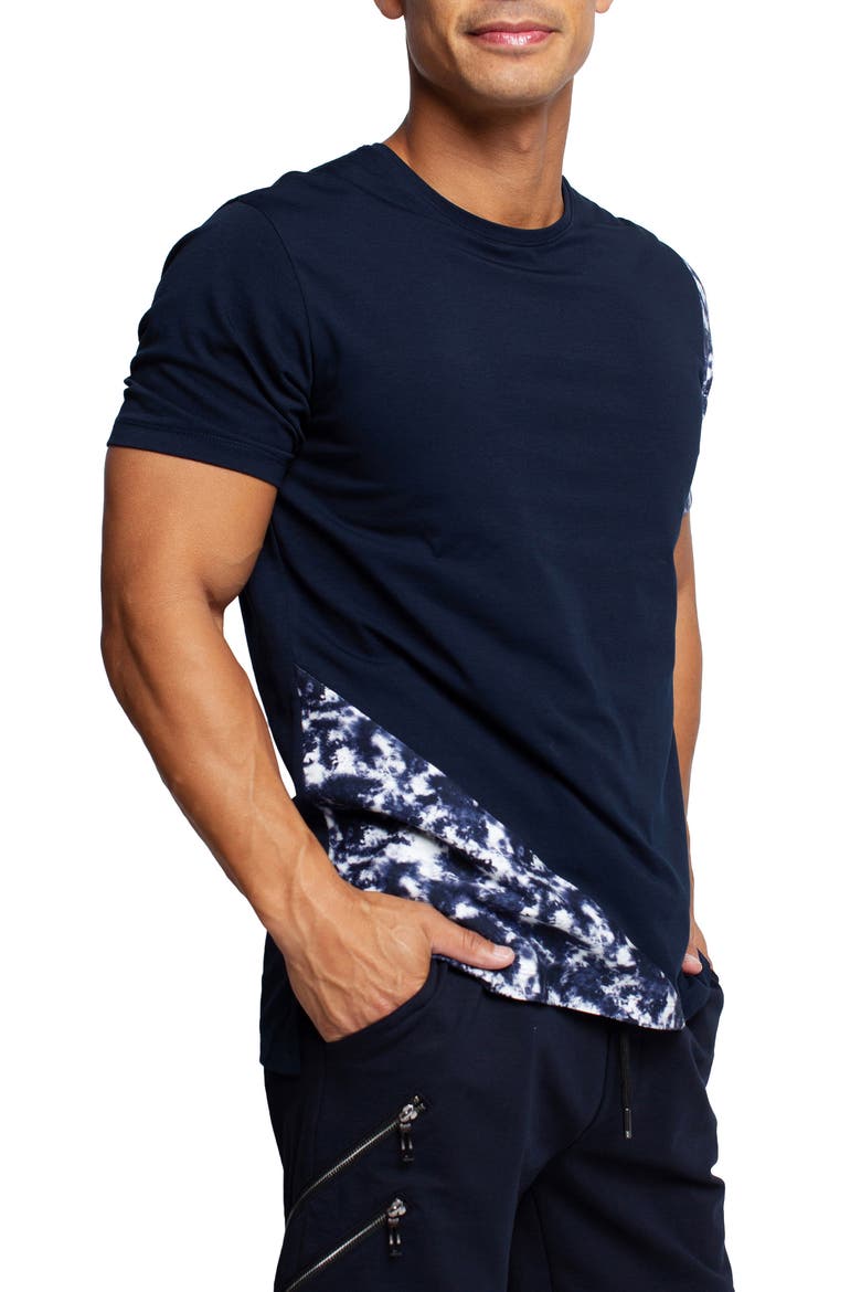 Panel Tie Dye Blue T-Shirt, Alternate, color, BLUE