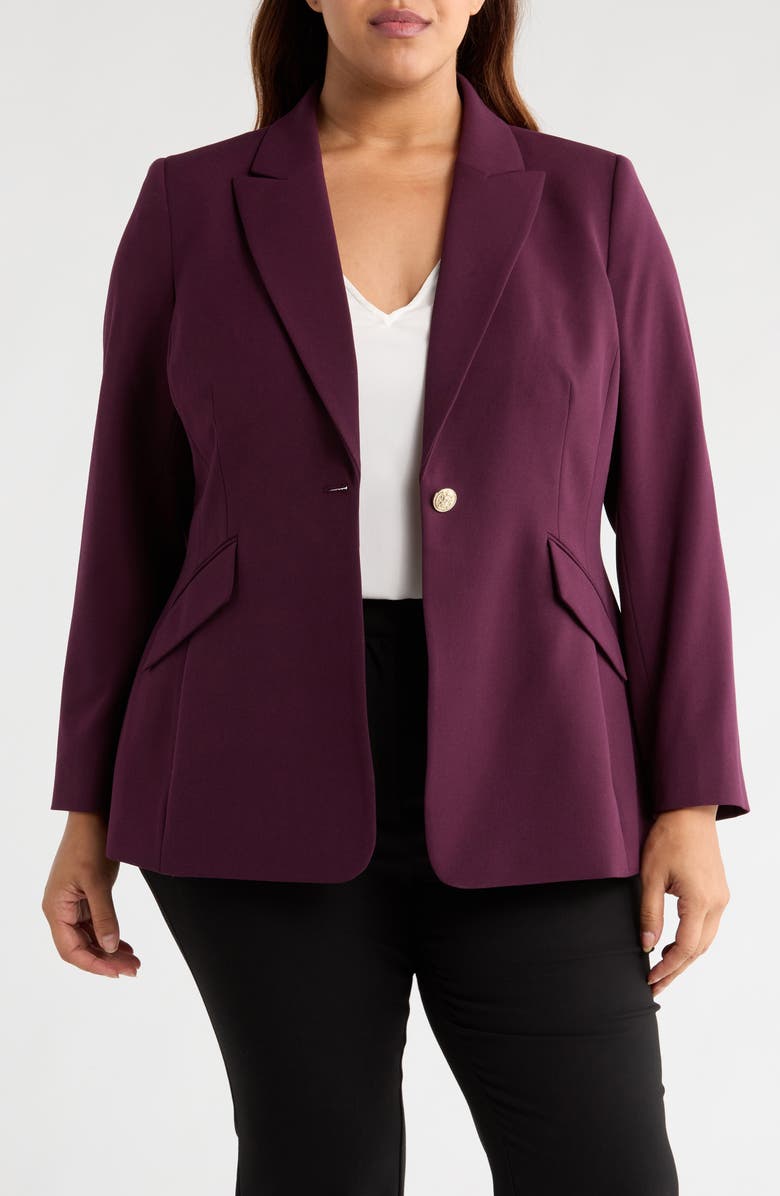 Tahari ASL One-Button Jacket, Main, color, Plum