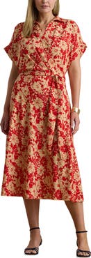 Lauren Ralph Lauren Floral Tie Waist Midi Dress
