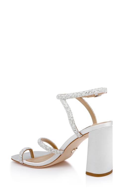 Badgley Mischka Collection Dalilah Ankle Strap Toe Loop Sandal In White Satin