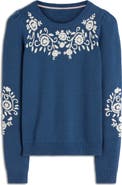Boden Davina Embroidered Puff Sleeve Sweater