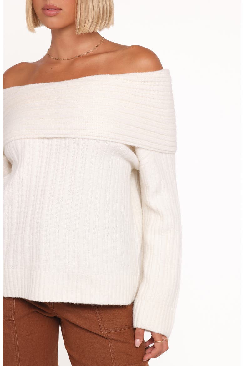 Kenny Off the Shoulder Rib Sweater, Alternate, color, CREAM