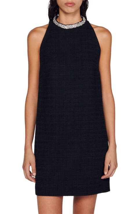 Dress with jewellery collar